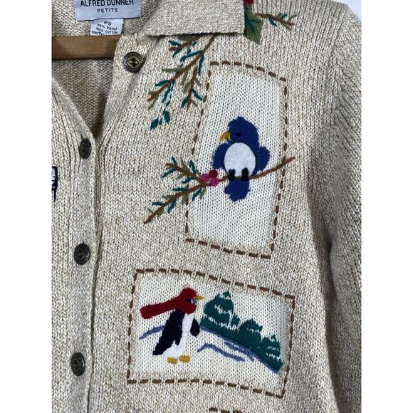 Alfred Dunner Christmas Cardigan Sweater PS Embroidered Ski Old Money Preppy Vtg - Picture 10 of 16